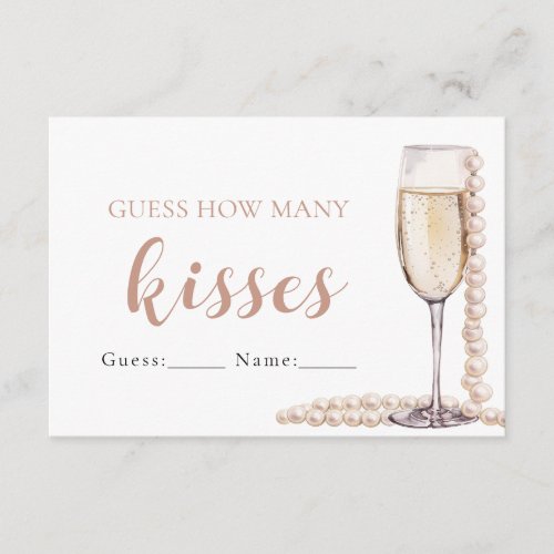 Pearls and Prosecco Guess How Many Kisses Game Enclosure Card