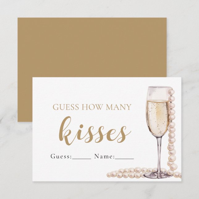 Pearls and Prosecco Guess How Many Kisses Game Invitation (Front/Back)