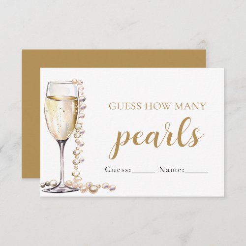 Pearls and Prosecco Guess How Many Pearls Game Invitation