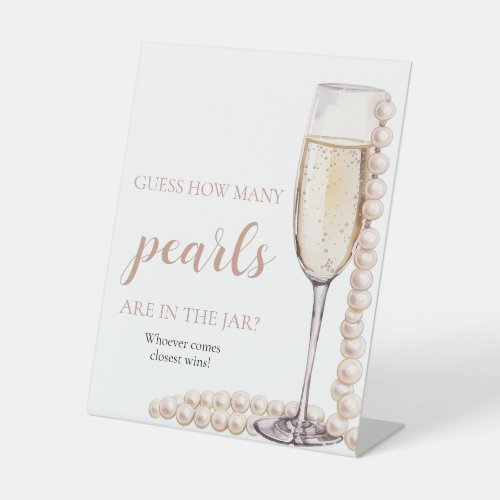 Pearls and Prosecco Guess How Many Pearls Game Pedestal Sign