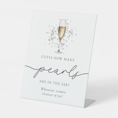 Pearls and Prosecco Guess How Many Pearls Game Pedestal Sign