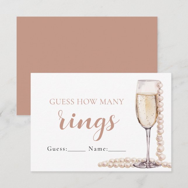 Pearls and Prosecco Guess How Many Rings Game Invitation (Front/Back)