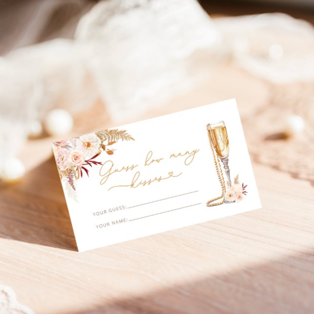 Pearls and Prosecco How Many Kisses Bridal Game Enclosure Card (Creator Uploaded)