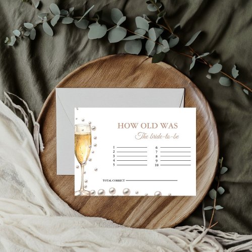Pearls and Prosecco How Old Was the Bride  Game Enclosure Card