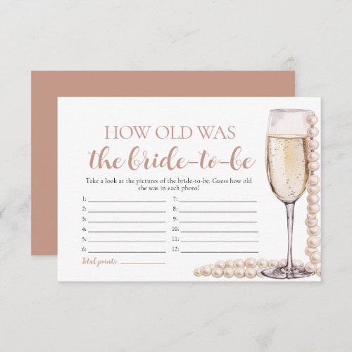 Pearls and Prosecco How Old Was the Bride Game Invitation