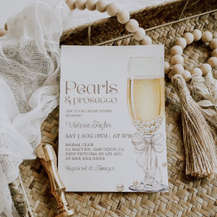 Pearls and Prosecco Luxury Bridal Shower Invitation