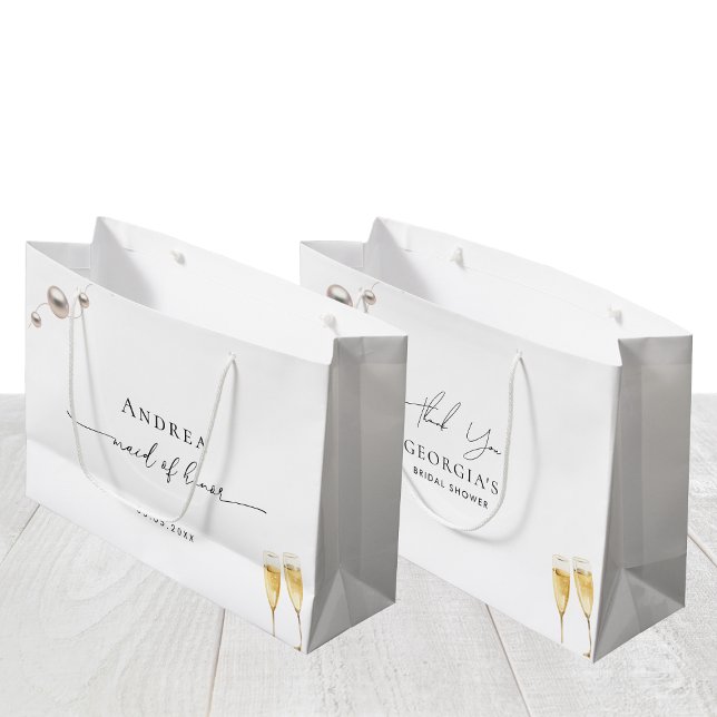 Pearls and Prosecco Maid of Honor Thank You Large Gift Bag (Creator Uploaded)