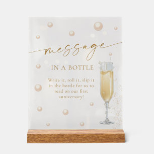 Pearls and Prosecco Message In A Bottle Game Acrylic Sign