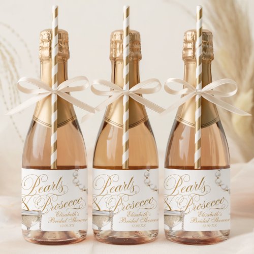 Pearls and Prosecco Mini  Sparkling Wine Label