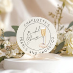 Pearls and Prosecco Modern script Bridal shower Classic Round Sticker<br><div class="desc">Pearls and Prosecco Modern script Bridal shower Classic Round Sticker
Matching items are available.</div>