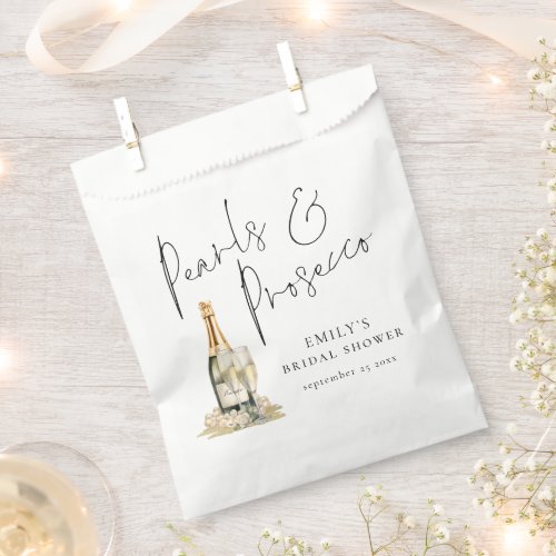 Pearls and Prosecco Modern Script Bridal Shower Favor Bag