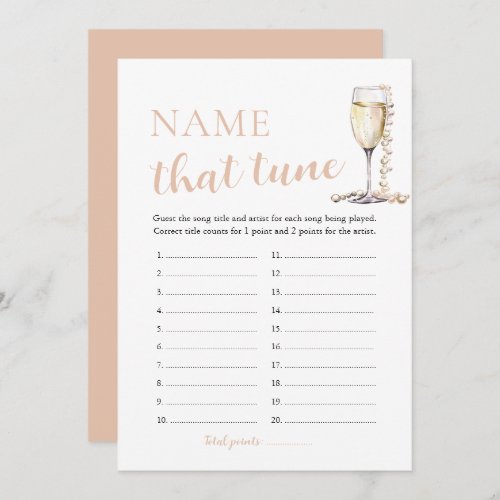 Pearls and Prosecco Name That Tune Bridal Game Invitation