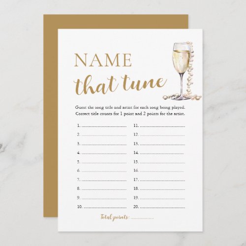 Pearls and Prosecco Name That Tune Bridal Game Invitation