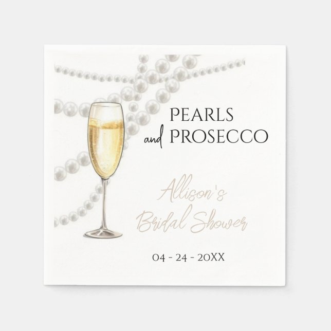 Pearls and Prosecco Napkins (Front)