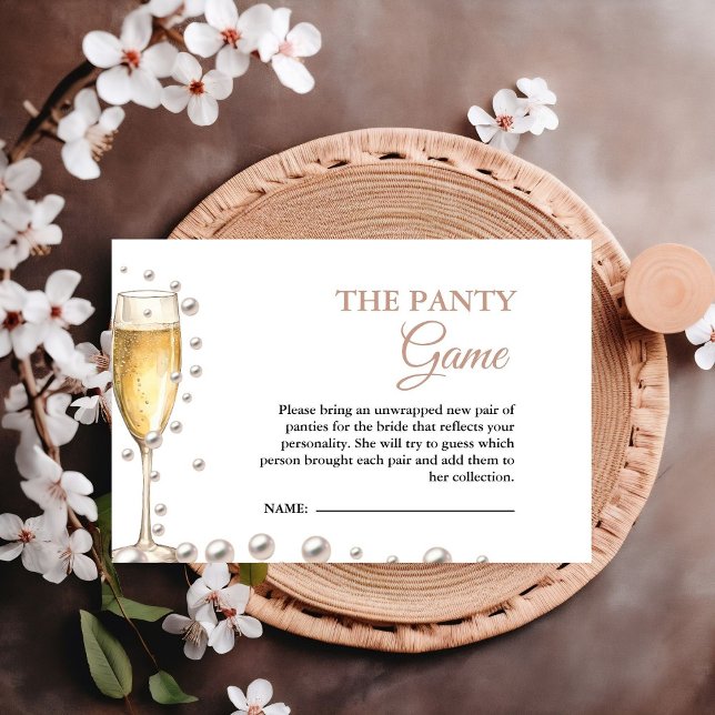 Pearls and Prosecco Panty  Bridal Shower Game Enclosure Card (Creator Uploaded)