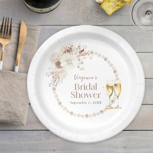 Pearls and Prosecco Paper Plate