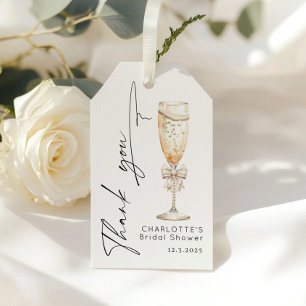 Pearls and Prosecco Pearl bow bridal Thank you Gift Tags