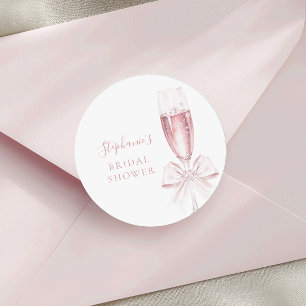 Pearls and Prosecco Pink Bridal Shower Classic Round Sticker