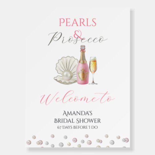 Pearls and Prosecco Pink Bridal Shower Foam Board