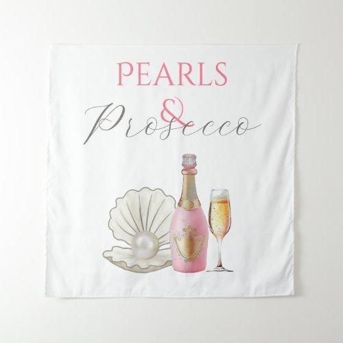 Pearls and Prosecco Pink Bridal Shower Tapestry