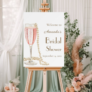 Pearls and Prosecco pink Bridal Shower welcome Foam Board
