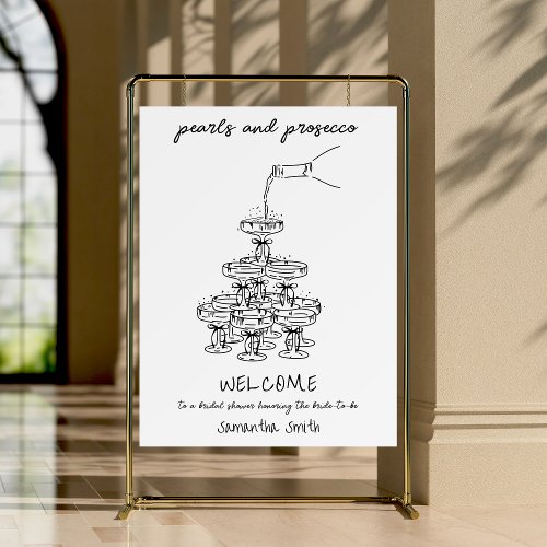 Pearls and Prosecco Quirky Bridal Shower Welcome Foam Board