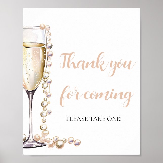 Pearls and Prosecco Thank you for coming Sign (Front)