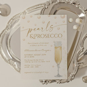 Pearls and Prosecco Theme Bridal Shower Invitation