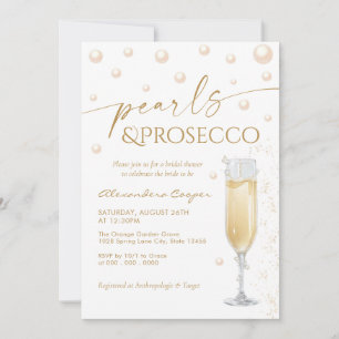 Pearls and Prosecco Theme Bridal Shower Invitation