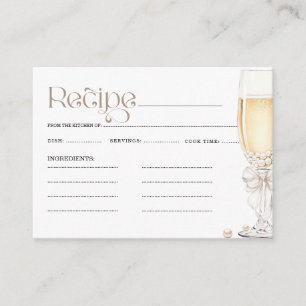 Pearls and Prosecco Themed Bridal Shower Recipe Enclosure Card
