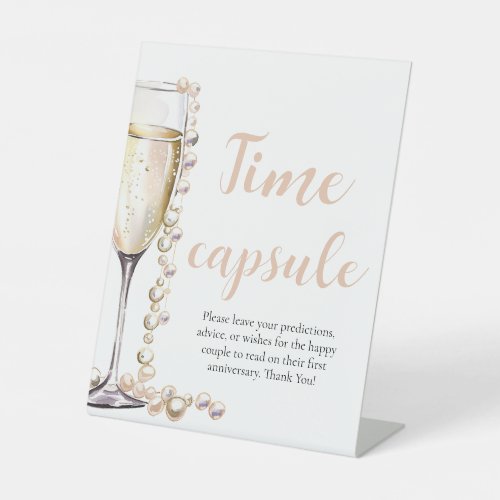 Pearls and Prosecco Time Capsule Bridal Shower  Pedestal Sign