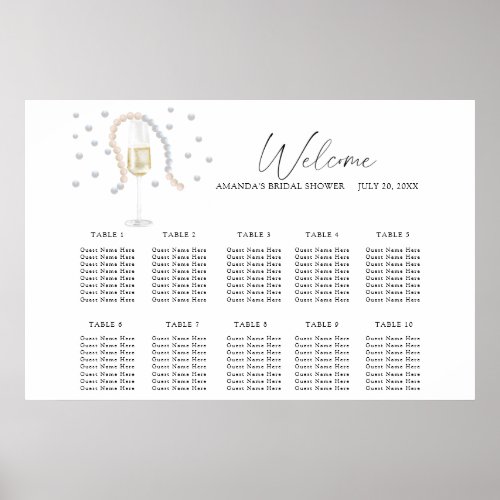 Pearls and Prosecco wedding seating chart