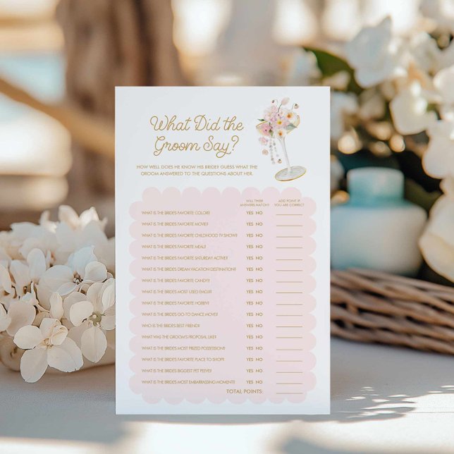 Pearls and Prosecco What did the Groom Say Game (Pearls and Prosecco what did the groom say? Game)