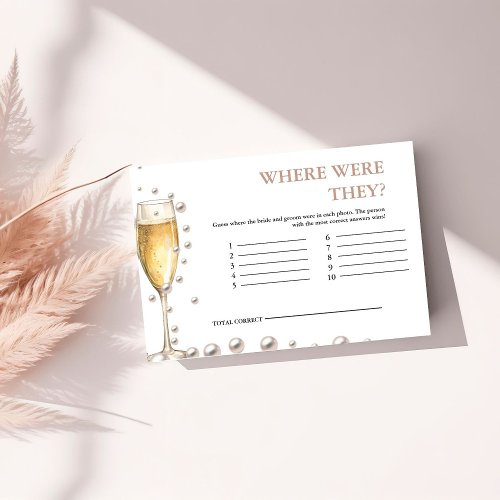 Pearls and Prosecco where were they Bridal Game Enclosure Card