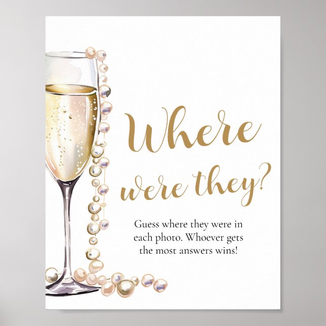 Pearls and Prosecco Where Were They Bridal Shower  Poster (Front)
