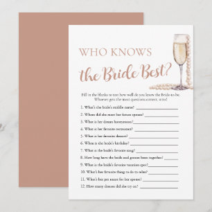 Pearls and Prosecco Who Knows the Bride Best Game Invitation