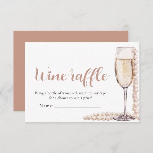 Pearls and Prosecco Wine Raffle Bridal Shower Game Enclosure Card