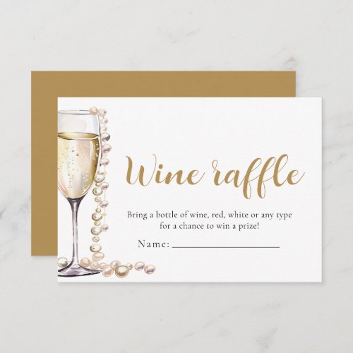 Pearls and Prosecco Wine Raffle Bridal Shower Game Enclosure Card