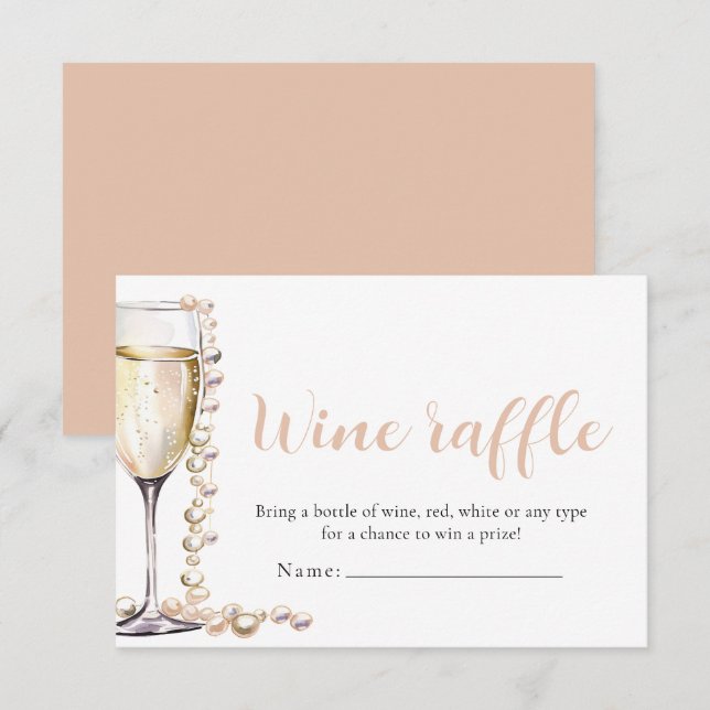 Pearls and Prosecco Wine Raffle Bridal Shower Game Enclosure Card (Front/Back)