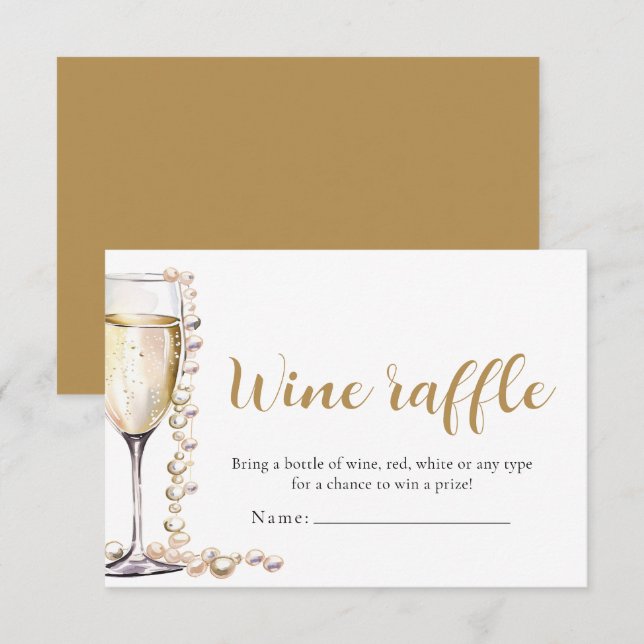 Pearls and Prosecco Wine Raffle Bridal Shower Game Invitation (Front/Back)