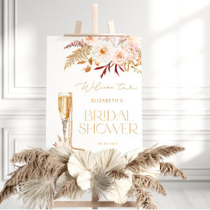 Pearls and Prosecco with Floral Bridal Welcome Foam Board