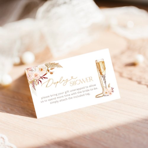 Pearls and Prosecco with Floral Display Shower Enclosure Card