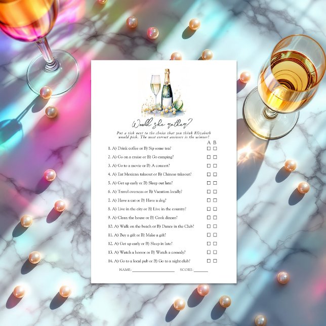 Pearls and Prosecco Would She Rather? Bridal Game (Pearls and Prosecco Would She Rather? Bridal Shower Game)