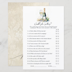 Pearls and Prosecco Would She Rather? Bridal Game