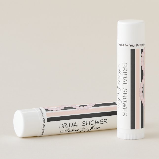 Pearls and Stripes Bridal Shower Name Lip Balm (Front)