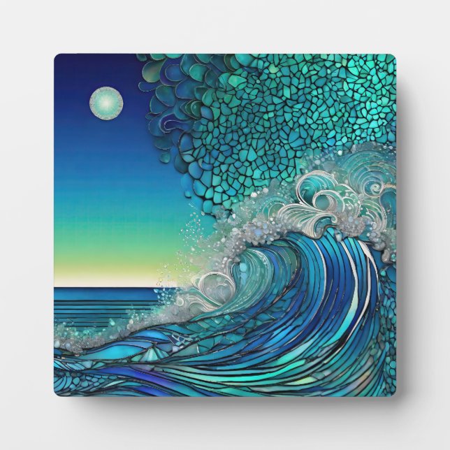Pearls Beneath the Tide – Surreal Seascape Plaque (Front)