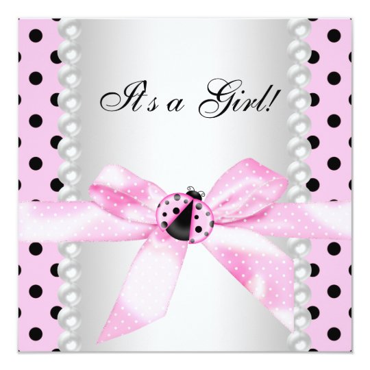 pearls black pink ladybug
