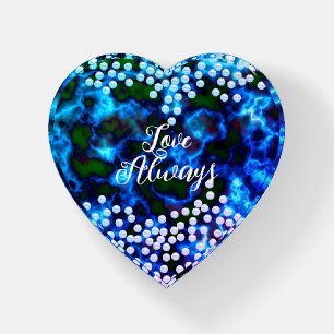 Pearls Blue Misty Heart Paperweight