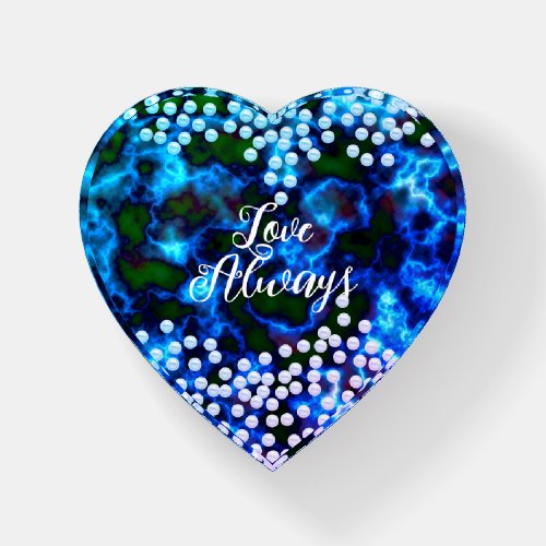 Pearls Blue Misty Heart Paperweight