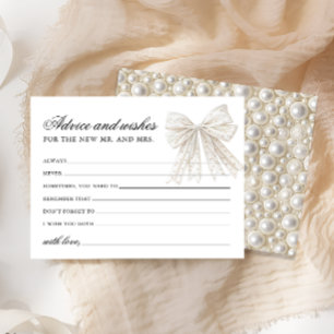 Pearls Bow Advice and Wishes Bridal Shower Card